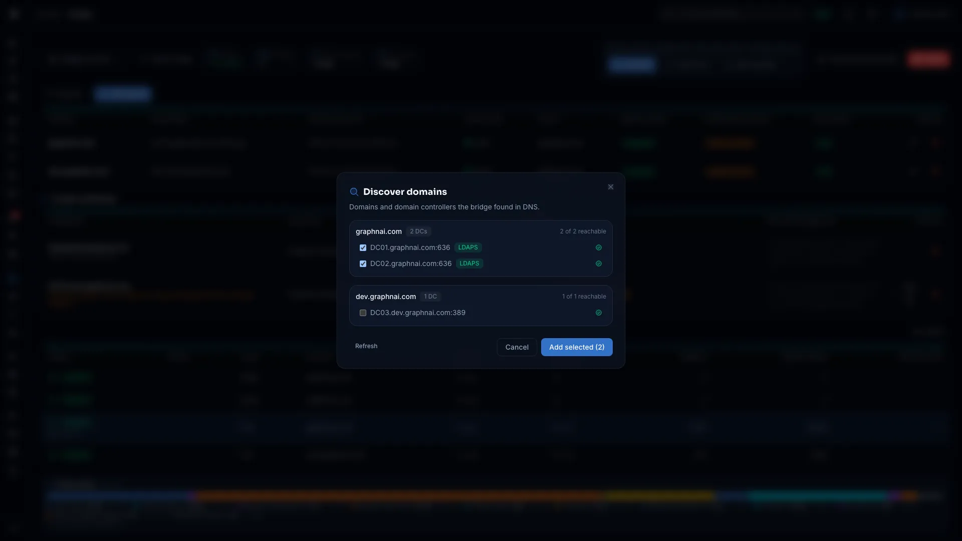 Domain table with the Discover button